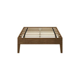 Max & Lily Fundamental Twin Platform Bed Frame, Kids Modern Solid Wood Bed, Strong Wooden Slats, Non-Toxic Finishes, Matte Walnut Max & Lily
