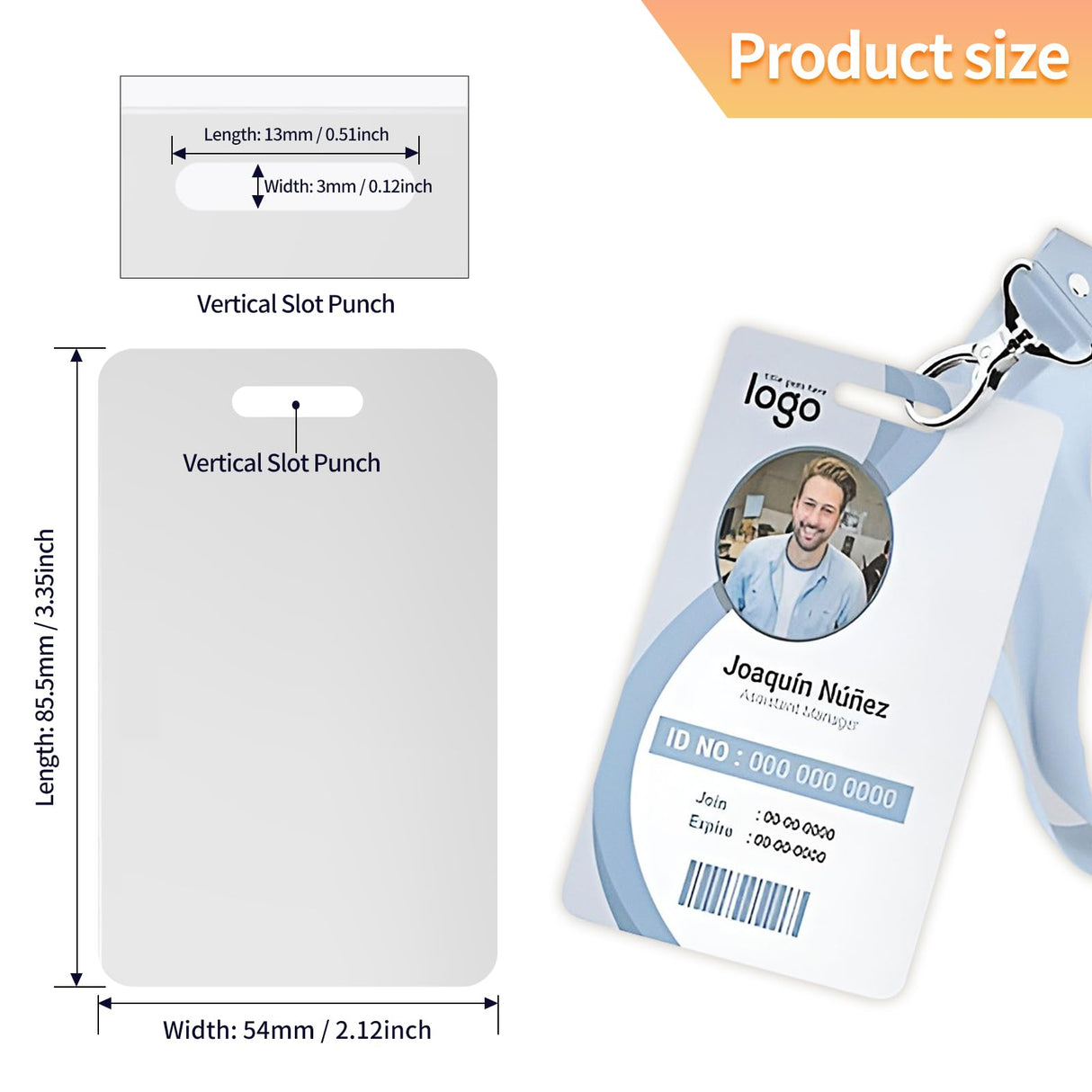 20 Pack Premium Blank PVC Cards with Slot Punch on Short Side - CR80 30mil Vertical Slot Punch Blank Credit Cards for ID Badge Card Printers - Graphic Quality PVC Cards for Business Office Klmnduo