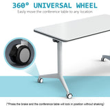 Goakwwuz Conference Room Table 8FT White Meeting Seminar Table Business Style Folding Training Flip Top Table for Office Conference,Metal Frame with Wheels (4, White) Goakwwuz