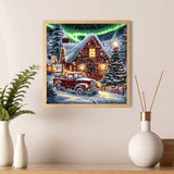 Christmas Paint by Numbers Kit for Adults, Red Truck Paint by Numbers Kits for Adults Beginners, Acrylic Painting for Home Wall Decor 16x16 inch croshom