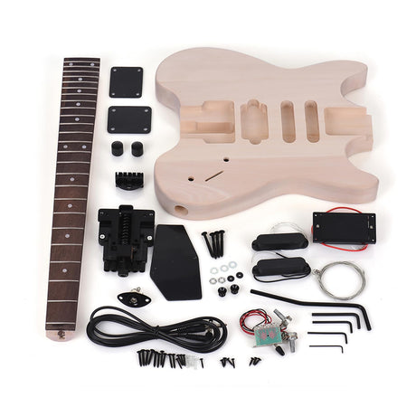 ACAGALA Unfinished DIY Electric Guitar Kit Basswood Body Rosewood Fingerboard Maple Neck Special Design Without Headstock ACAGALA