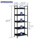NUMENN Bookshelf, 5 Tier Bookshelves, Home Office Bookcase Shelf Storage Organizer, Free Standing Storage Shelving Unit for Bedroom, Living Room and Home Office, Black NUMENN