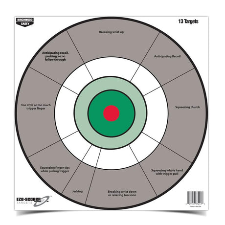 Birchwood Casey 12" Eze-Scorer Handgun Trainer Shoot-Up Brilliant White Paper Targets for Indoor and Outdoor Use, 13 Targets Birchwood Casey