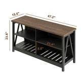 ChooChoo Farmhouse TV Stand for TVs up to 55 Inch, Modern Entertainment Center with 4 Open Shelves & Built-in Cable Holes, Media TV Console for Living Room, Bedroom, Black ChooChoo