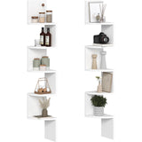 HOOBRO Corner Shelf Wall-Mounted, Set of 2 Floating Corner Shelves for Wall, 5-Tier Corner Bookshelves for Living Room, Bedroom, Bathroom, Home Office, White WT26BJP201 HOOBRO