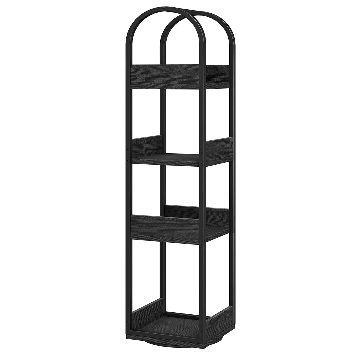 MAHANCRIS 4-Tier Bookshelf, Rotating Bookcase, 360° Spinning Book Shelf, Rotate Corner Book Shelve, Storage Rack, for Study, Home Office, Black BKBK3401 MAHANCRIS