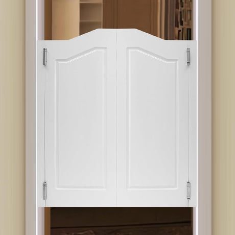 Swinging Doors Cafe Doors, Cafe Saloon Doors, Interior Wood Door Swing Door with Metal Hinges, Bar Saloon Swinging Doors for Kitchen Stairs Bedroom Entrance Partition (White A, 35.83x41.93in) Pinelicorn