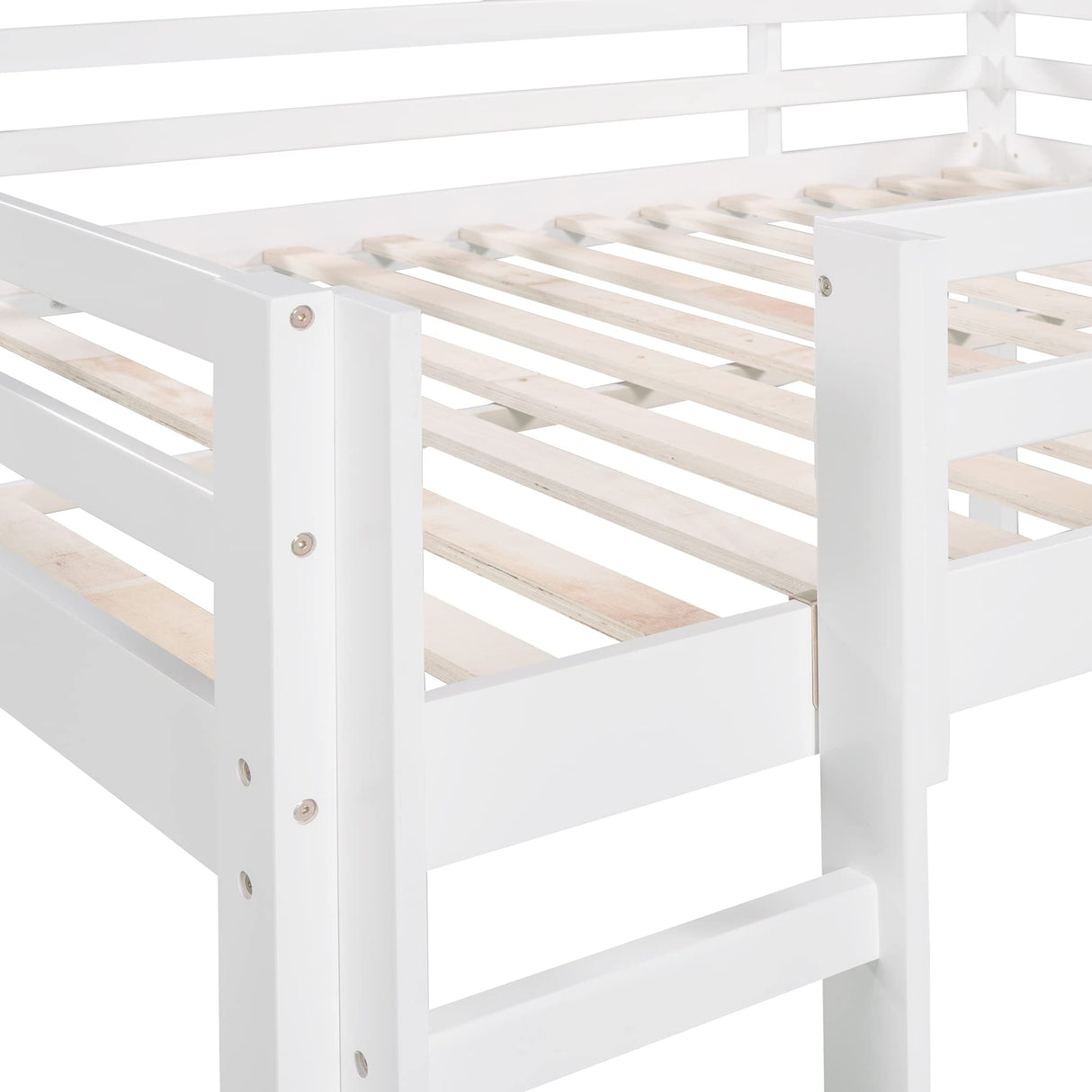 Anwickmak Full Size Wooden Loft Bed with Slide, Convertible Ladder, and Chalkboard for Kids and Teens, White Anwickmak