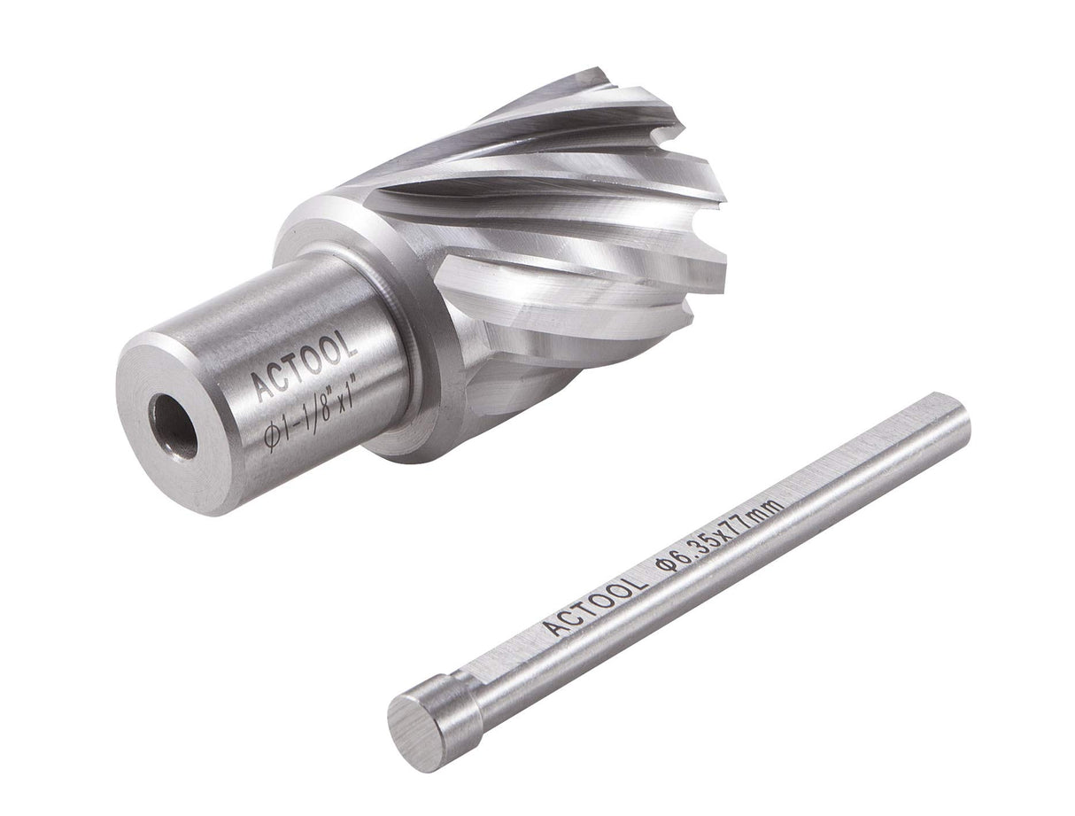 ACTOOL 1-1/8" Diameter × 1" Depth of Cut HSS ANNULAR Cutter with 3/4'' Weldon Shank ACTOOL