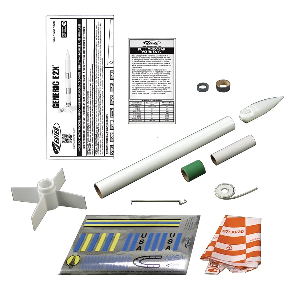 Estes 2008 Generic E2X Rocket-Building Kit, Beginner Customizable Flying-Rocket-Model Kit for Ages 10+ Estes