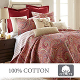 Levtex Home - Spruce Red Quilt Set - King/Cal King Quilt (106x92in.) + Two King Pillow Shams (36x20in.) - Paisley Pattern in Burgundy, Red, Tan, Grey - Reversible - Cotton Levtex Home