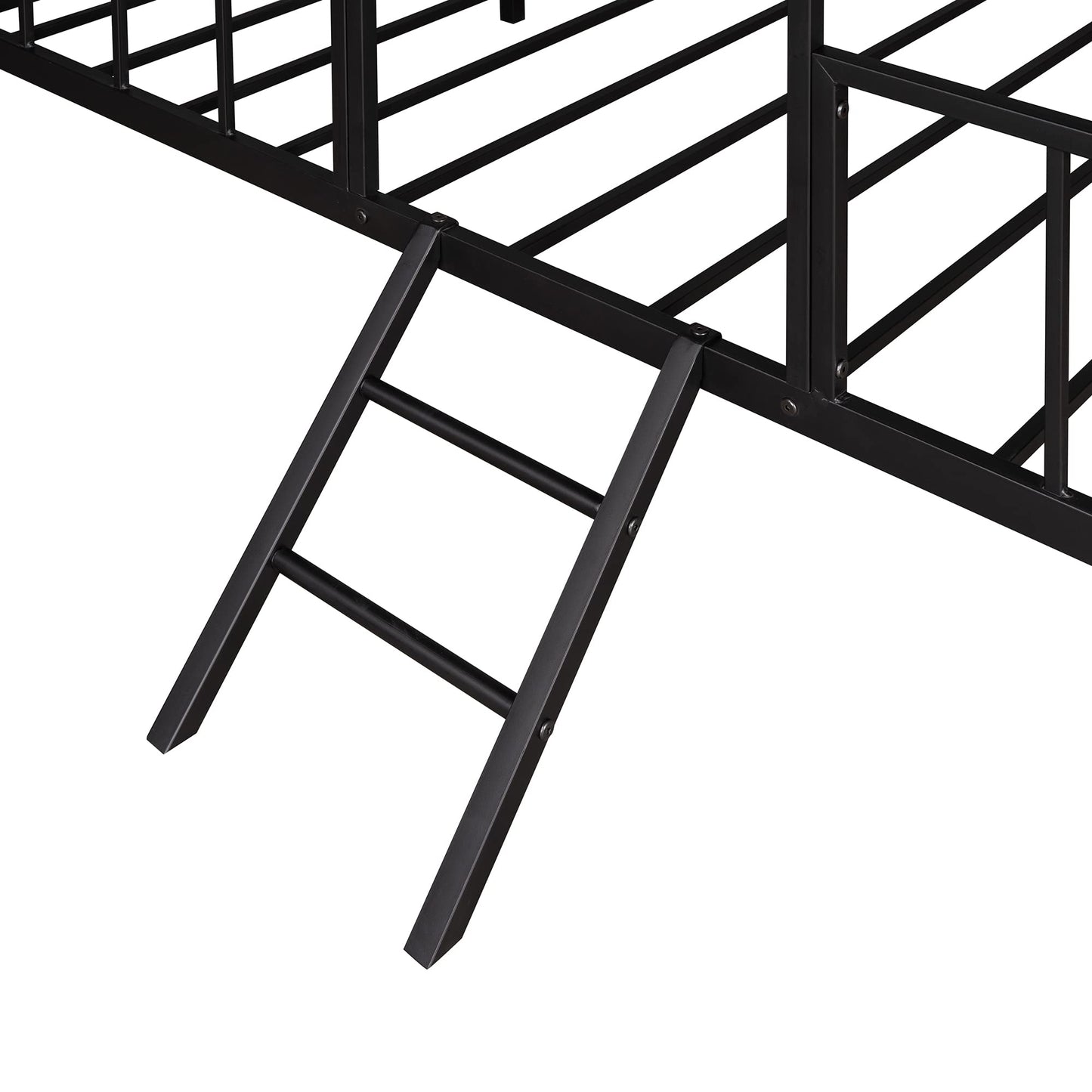 Harper & Bright Designs Metal Twin Size House Loft Bed for Kids, Low Loft Bed with Roof and Ladder, Junoir Loft Bed Twin for Girls Boys,Playhouse Bed Frame, Black