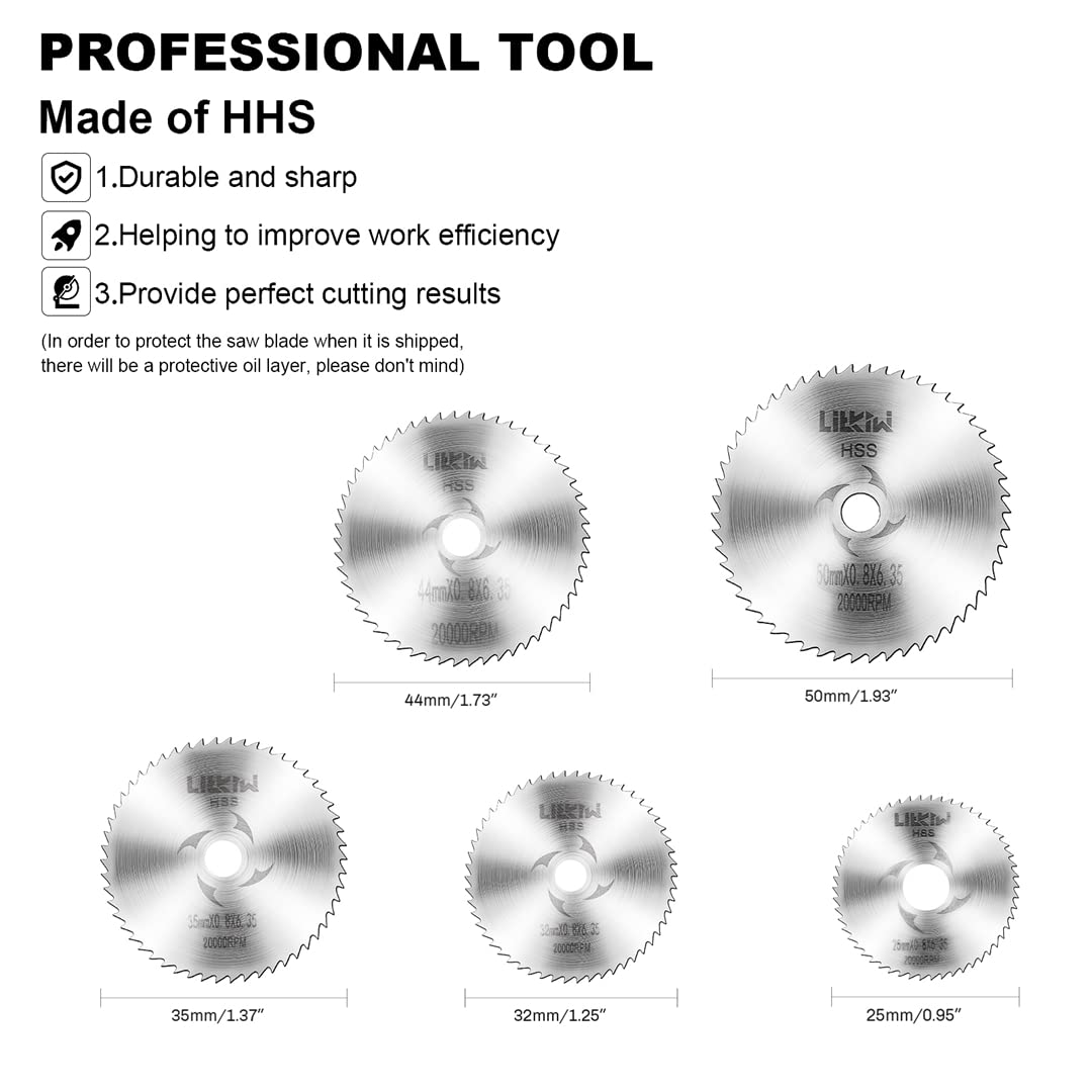 LitKiwi 1/4-Inch Hex Shank Rotary Drill Saw(with 5PCS Blades),HSS Saw Disc Wheel Cutting Blades for Drills Rotary Tools - WoodArtSupply