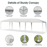 Tangkula 10 x 30 Feet Outdoor Canopy Tent, Wedding Party Tent with 16 Stakes & 8 Wind Ropes, Yard Enclosed White Tent for Events, Parties, Backyard Tangkula