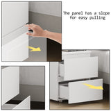 FUNISIR Nightstand with 2 Drawers, Modern Bedroom End Table with No Handle, Wooden Bedside Storage Cabinet, White FUNISIR