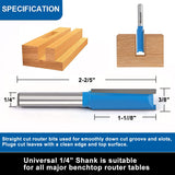 1/4 Straight Router bit Set, Newdeli Double Flute Straight Bit Set in Carbide Tipped, Woodwork Carbide Wood Milling Cutter Woodworking Tools Newdeli