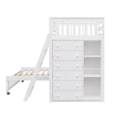 Harper & Bright Designs Twin Over Full Bunk Bed with Storage, Solid Wood Loft Bunk Bed with 6 Drawers and 3 Flexible Shelves,for Kids Teens Adults (White) Harper & Bright Designs