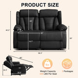 WISHDEER 58.3" Reclining Loveseat Sofa, RV Loveseat Recliner Couch - Home Theater Seating with Side Pockets for Living Room, Manual RV Recliners for Travel Trailers (Black, Loveseat) WISHDEER