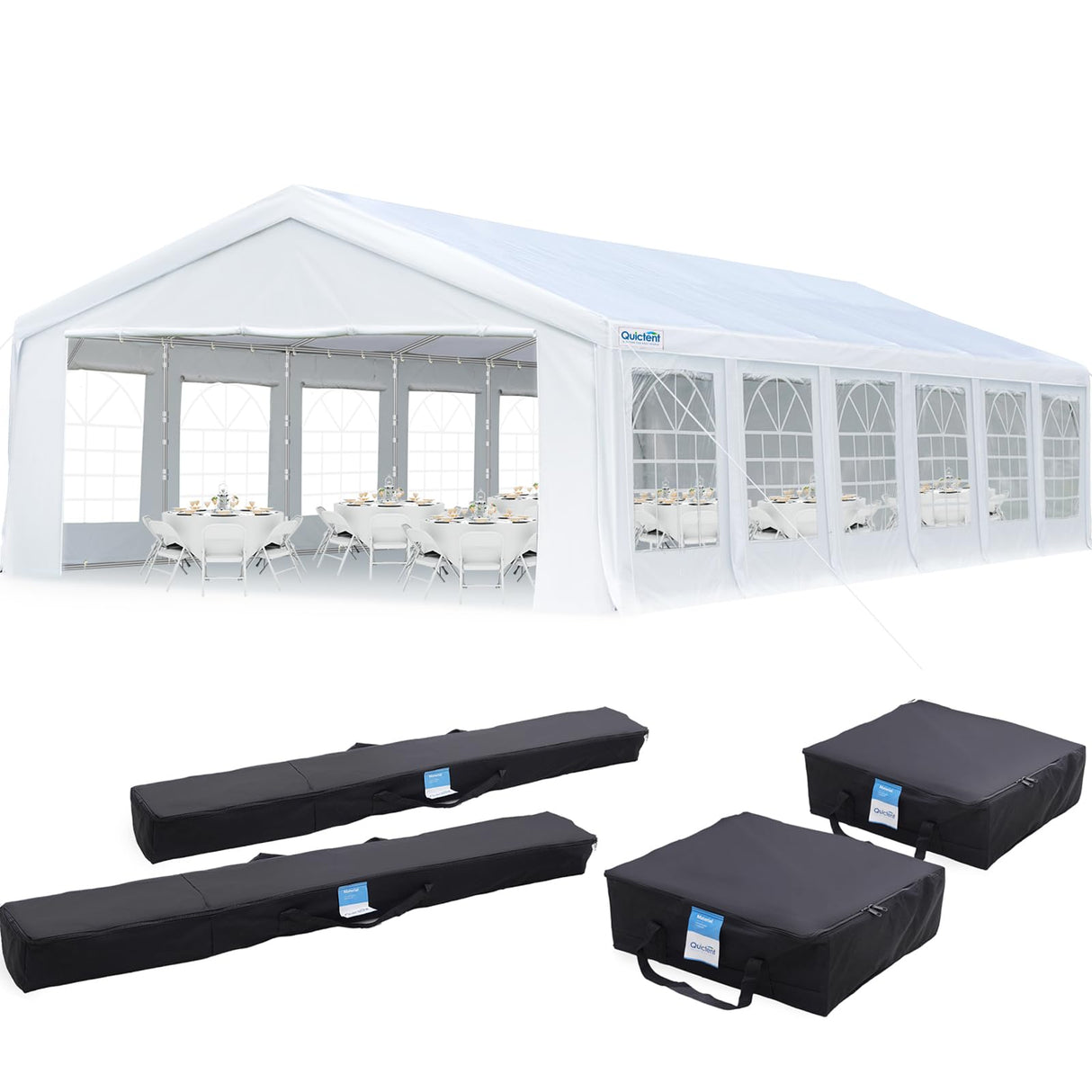 Quictent 20x40ft Party Tent Heavy Duty Outdoor Gazebo White Wedding Tent Canopy Event Shelter Carport with Removable Sidewalls& 6pcs Storage Bags Quictent