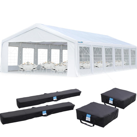 Quictent 20x40ft Party Tent Heavy Duty Outdoor Gazebo White Wedding Tent Canopy Event Shelter Carport with Removable Sidewalls& 6pcs Storage Bags Quictent