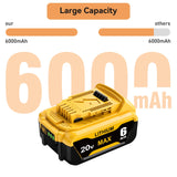 Wryfzxd Replacement for Dewalt 20V MAX Battery 6.0Ah Compatible with Dewalt 20V Battery Lithium Replacement for Dewalt 20 Volt Battery DCB205 DCB204 DCB207 Compatible with Dewalt Battery 20V 4Packs Wryfzxd