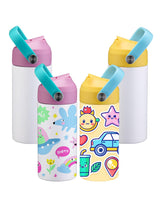 OFFNOVA 12oz Kids Sublimation Tumbler, 4 Pack Stainless Steel Sippy Cup Blank, Vacuum Insulated Water Bottle with Leak-Proof Straw Lid OFFNOVA