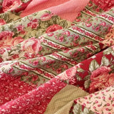 Cmfshape Summer Floral Queen Quilted Bedspread,Romantic Pink Quilt Set Full,Reversible Stitched Bedding Set All Season,Soft Lightweight Coverlet with Pillow Cases (Hot Pink&Rose, Queen90 x90) Cmfshape