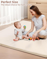 SEPARO Baby Play Mat for Floor,1.3" Thick Foam Nursery Rug with Removable Washable Cover,Non Slip Soft Velvet Kids Play Crawling Mat for Toddlers,Infants,Yoga Mat,Tatami Mat,50x50 Inch Beige SEPARO