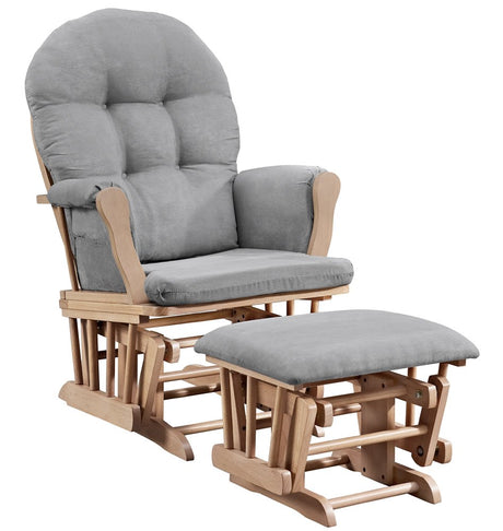 Angel Line Windsor Glider and Ottoman, Natural and Gray Angel Line