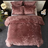Ivellow Crushed Velvet Comforter Set King, Lightweight Comforter Set, 5pcs Ultra Soft Breathable Pink Comforter Set, Luxury Cozy Flannel Comforter King Size (1 Comforter,2 Pillow Shams, 2 Euro Shams) Ivellow