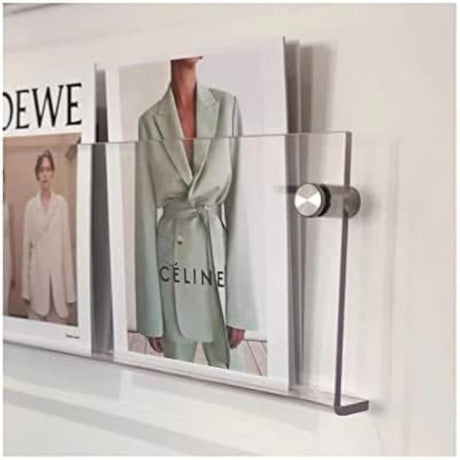 ROYALITA 2-Pack Acrylic Magazine Holder Brochure Holder, 17" Record Holder Magazine Rack, Fashion Hanging Bookshelf Literature Storage Rack for Waiting Room, Living Room, Office, Clear 17 Inch ROYALITA