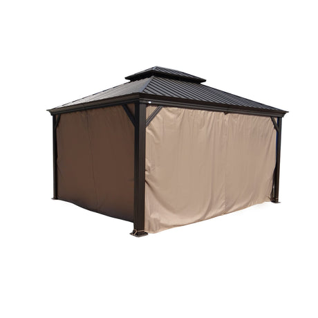 Kozyard Gazebo Privacy Curtain Outdoor Waterproof Sidewall for Hardtop Gazebo, OEM Replacement for Patio Gazebo Curtains for Alexander, Caesar, Rosana and Apollo Model (12ft x 14ft, Brown) Kozyard