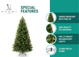 Naomi Home 9ft Christmas Tree with Lights, Realistic Fir Christmas Tree Prelit with 2532 Branch Tips, 900 Warm Lights and Metal Stand, Aritificial Christmas Tree, Árbol De Navidad Naomi Home