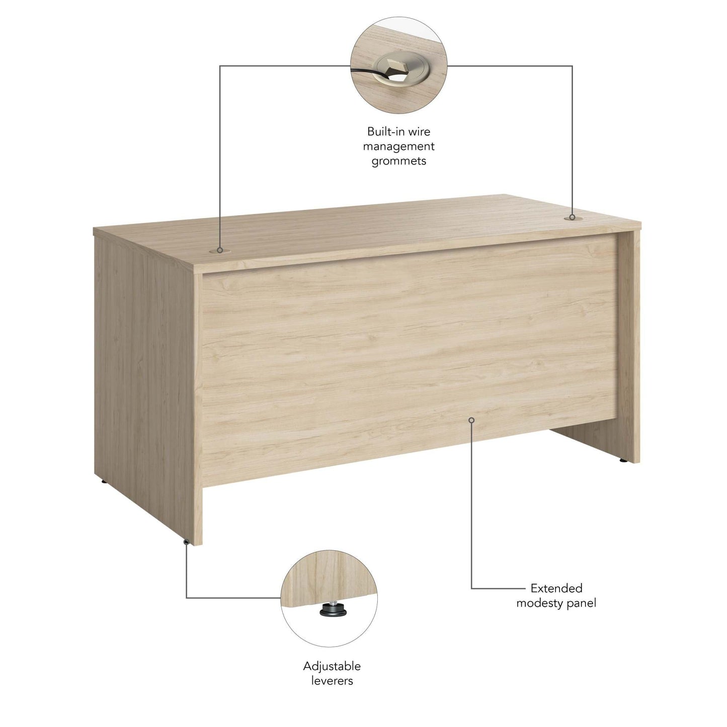 Bush Business Furniture Studio C Office Desk, Computer Table for Home or Professional Workspace, 60W x 30D, Natural Elm - WoodArtSupply