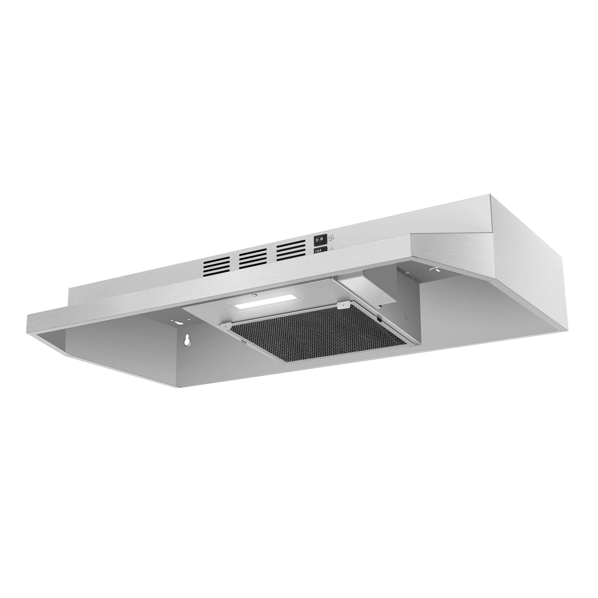 SNDOAS 30 inch Range Hood Ducted/Ductless Convertible Stainless Steel Range Hood Under Cabinet with Rocker Button Control,Vent Hood with LED Light,2 Speed Exhaust Fan,Under Cabinet Hood,Silver SNDOAS