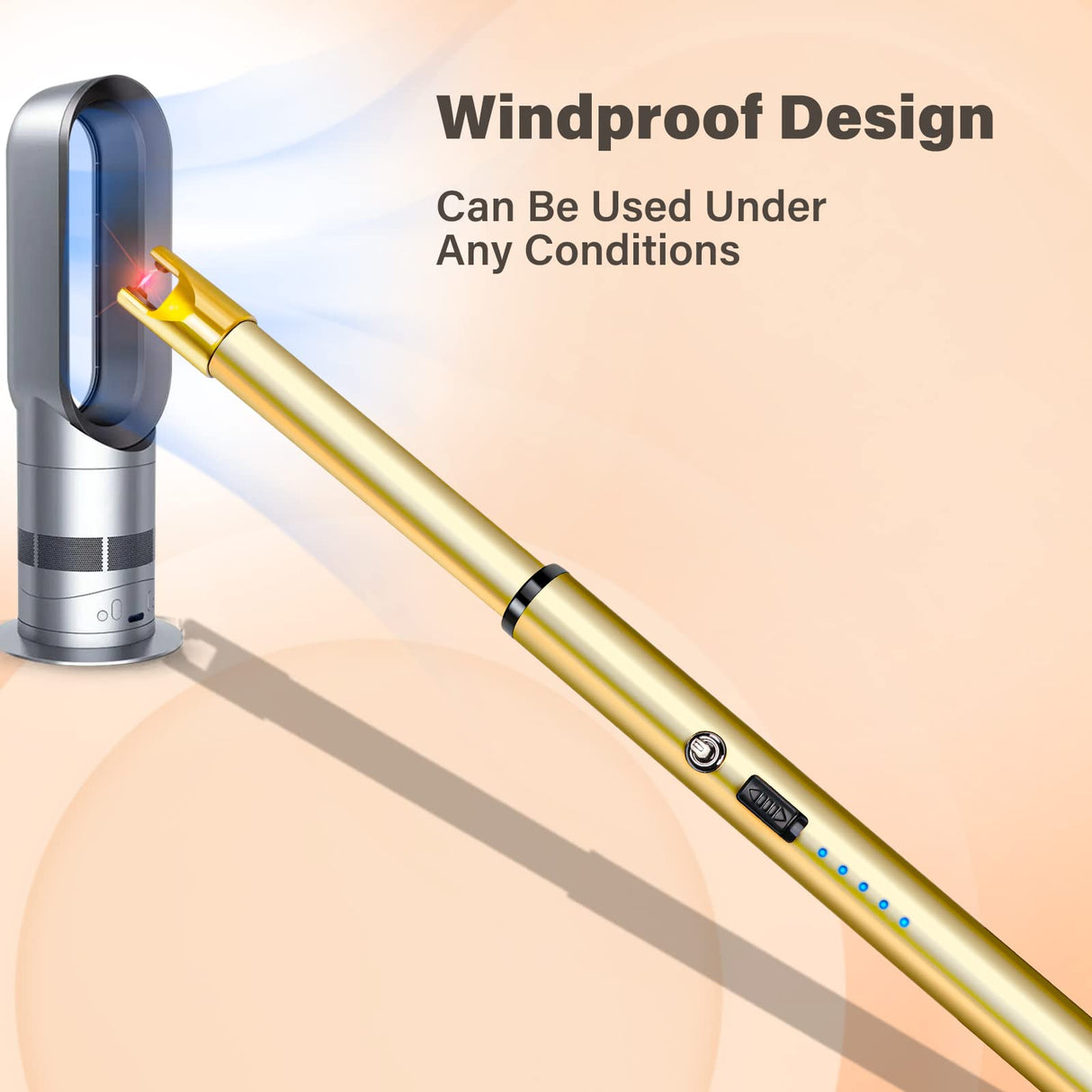 Navpeak Candle Lighter Long Neck Windproof Electric Rechargeable Arc Lighter for Light Candles Gas Stove Fireplace BBQ Kitchen Grills(Gold) Navpeak