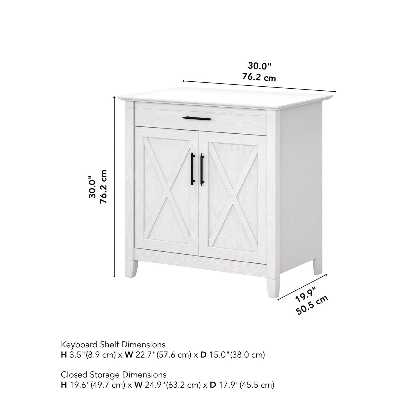 Bush Furniture Key West Secretary Desk | Accent Cabinet with Work Surface in Pure White Oak | 30W x 20D Hidden Writing Table and Storage for Small Spaces - WoodArtSupply