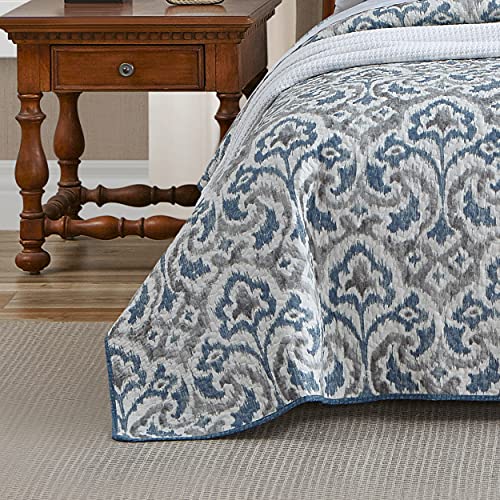 Tommy Bahama - King Quilt Set, Soft & Reversible Woven Bedding with Matching Pillowcases, Medium Weight for Year Round Comfort, 3 Piece Bed Set (Cape Verde Smoke) Tommy Bahama