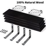 Fixwal 3+1 Tier Bathroom Floating Shelves Over Toilet, 15.8in Farmhouse Rustic Wood Shelves, Wall Decor for Bathroom, Living Room,Bedroom and Kitchen (Black) Fixwal