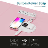 LUMTOK 2-in-1 Dresser with Hanging Rack, 10 Drawers Dresser for Bedroom,Dressers with Fabric Drawers,LED Lights, Charging Station and Hanging Racks for Bedroom (Pink) LUMTOK