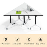 Conference Table,6 Pack Foldable Conference Room Table,47.2in Rolling Meeting Seminar Table with Casters,Business Mobile Training Table for 6-8 People,Modern Seminar Boardroom Table for Office MSFDC