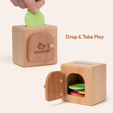 Woodtoe Montessori Coin Box for Kids, Montessori Toys for Babies 18+ Months, Natural Wood Object Permanence Toys for Baby, Toddler Educational Learning Toy, Fine Motor Skills Travel Game for Boy Girl Woodtoe