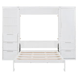 Harper & Bright Designs Queen Size Murphy Bed with Closet, Wall Bed with Drawers and Shelves, White Harper & Bright Designs