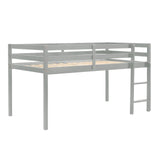 LoLado Twin Loft Bed - Grey Solid Wood Bed Frame with Guard Rails and Built-In Ladder for Kids LoLado