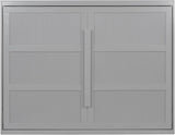 Virubi Queen Horizontal Fluted Murphy Bed with LED Lights,Wood Folding Hideaway Murphy Chest Bed for Adult Guest Room Living Room Bedroom (Grey) Virubi