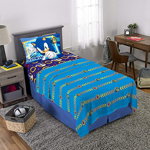 Franco Kids Bedding Super Soft Microfiber Sheet Set, Twin, Sonic The Hedgehog, Anime Franco