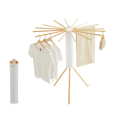 JOOM Tripod Clothes Drying Rack, Garment Rack Portable and Foldable Space Saving Laundry Drying Rack - Drying Rack Clothing Floor Folding Balcony Bedroom Household Wooden JOOM