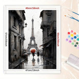 City Street Paint by Numbers Kit for Adults - DIY Eiffel Tower with Red Umbrella in Paris Painting on Canvas 16x20 Inches, Acrylic Paint Set, Suitable for Beginners,Travel Art for Decoration TAOPAOLAB