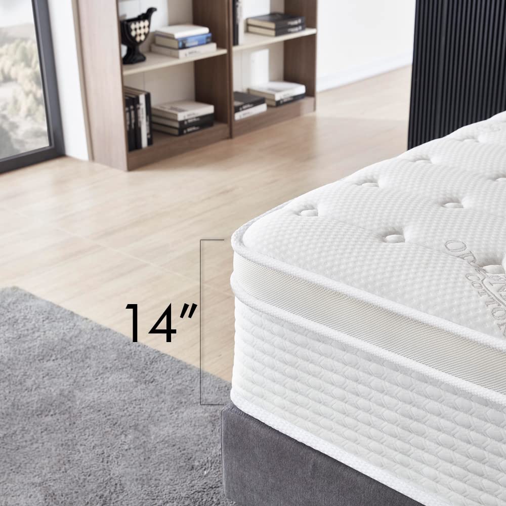 Oliver & Smith California King Mattress- 14 Inch Hybrid Cal King Mattress- Pocketed Coil Spring & High Density Comfort Cold Foam - Eco-Friendly, Breathable Mattress Cal King Size- Firm Mattress