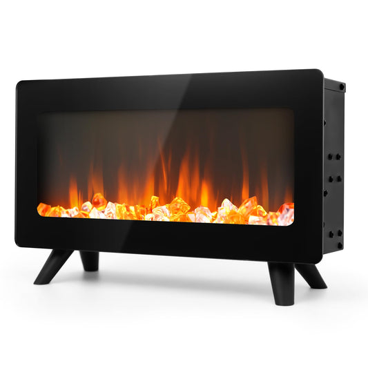 16" Small Electric Fireplace Heater - Desk Space Heater with Realistic Led 3D Flames, Freestanding Fire Places Electric Fireplace Stove, Infrared Heater Indoor, 750 | 1500w, Overheating Protection